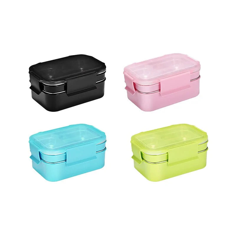 Stainless Steel Bento Lunch Box: Single or Double Layer