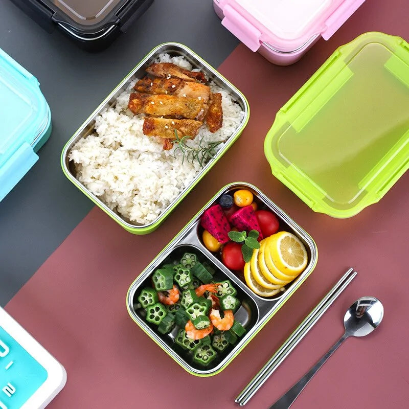Stainless Steel Bento Lunch Box: Single or Double Layer