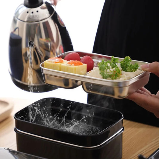Stainless Steel Bento Lunch Box: Single or Double Layer